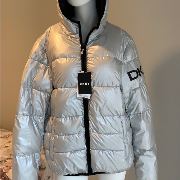 dkny silver coat